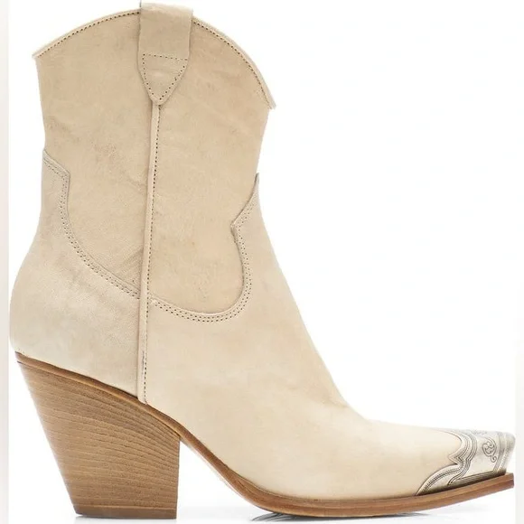 FREE PEOPLE BRAYDEN WESTERN BOOTS IN BONE 41 11